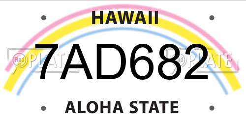 7AD682 Hawaii License Plate