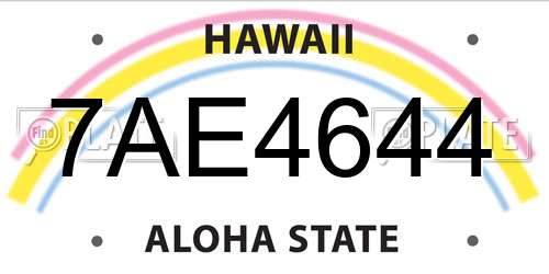7AE4644 Hawaii License Plate
