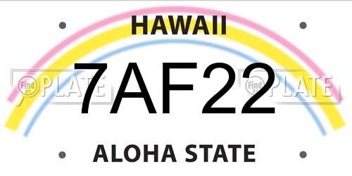 7AF22 Hawaii License Plate