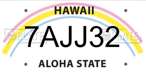 7AJJ32 Hawaii License Plate