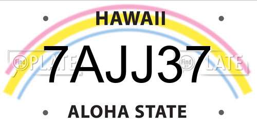 7AJJ37 Hawaii License Plate