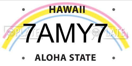 7AMY7 Hawaii License Plate