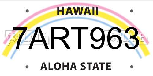 7ART963 Hawaii License Plate
