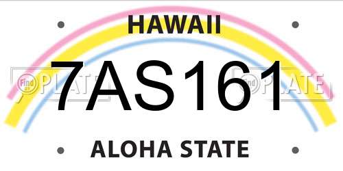 7AS161 Hawaii License Plate