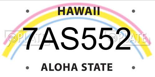 7AS552 Hawaii License Plate