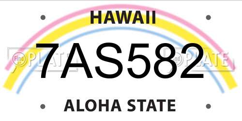 7AS582 Hawaii License Plate