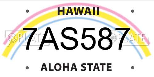 7AS587 Hawaii License Plate
