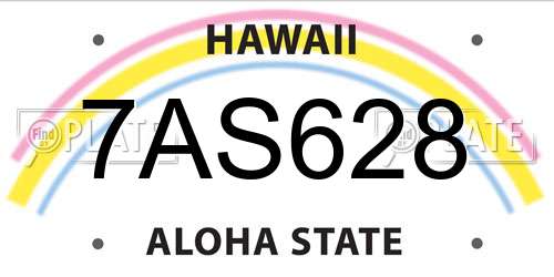 7AS628 Hawaii License Plate
