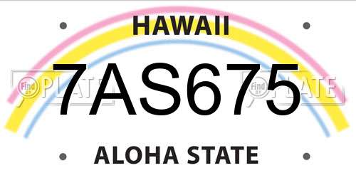 7AS675 Hawaii License Plate