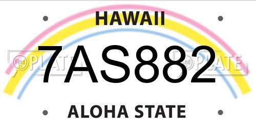 7AS882 Hawaii License Plate