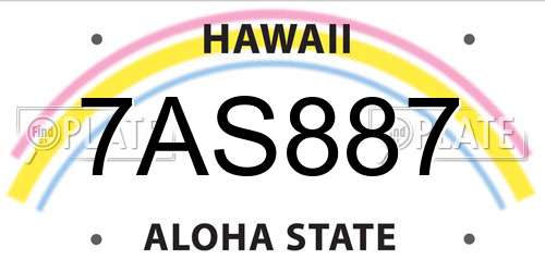 7AS887 Hawaii License Plate