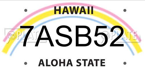 7ASB52 Hawaii License Plate