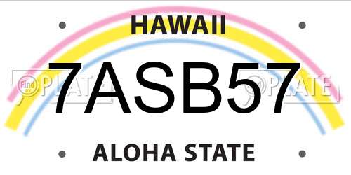 7ASB57 Hawaii License Plate