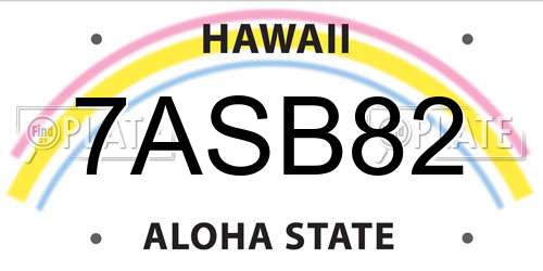7ASB82 Hawaii License Plate