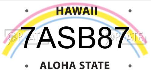 7ASB87 Hawaii License Plate