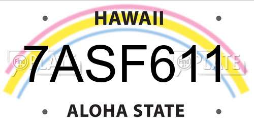 7ASF611 Hawaii License Plate