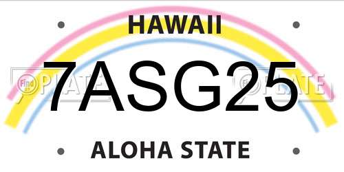 7ASG25 Hawaii License Plate