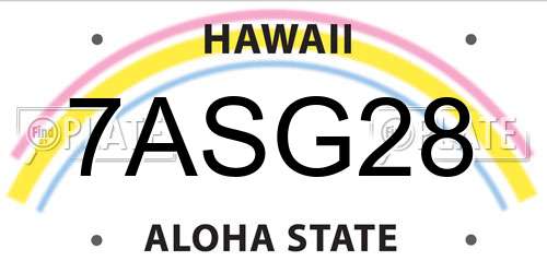7ASG28 Hawaii License Plate