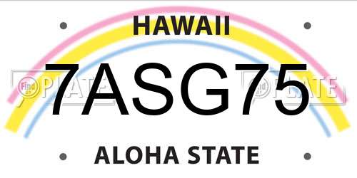 7ASG75 Hawaii License Plate