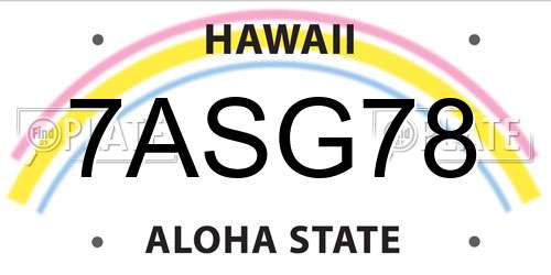 7ASG78 Hawaii License Plate