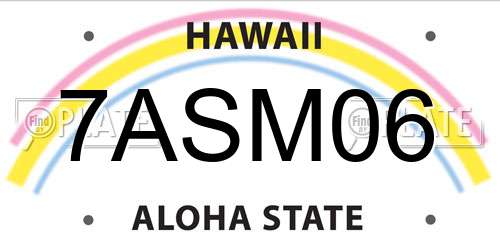 7ASM06 Hawaii License Plate