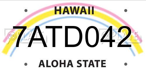 7ATD042 Hawaii License Plate