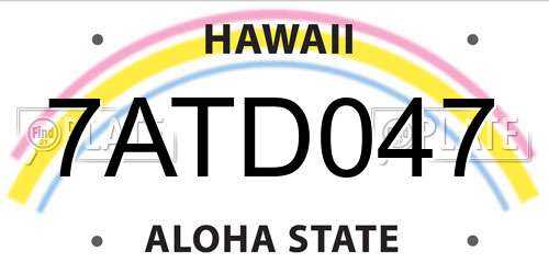 7ATD047 Hawaii License Plate