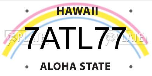 7ATL77 Hawaii License Plate