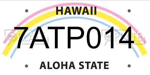 7ATP014 Hawaii License Plate