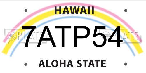 7ATP54 Hawaii License Plate