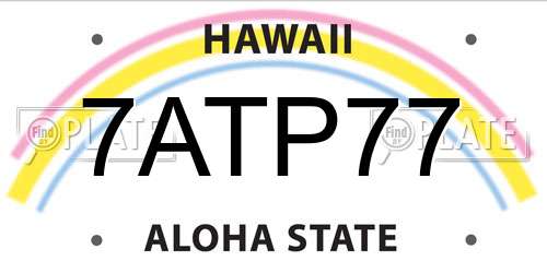 7ATP77 Hawaii License Plate