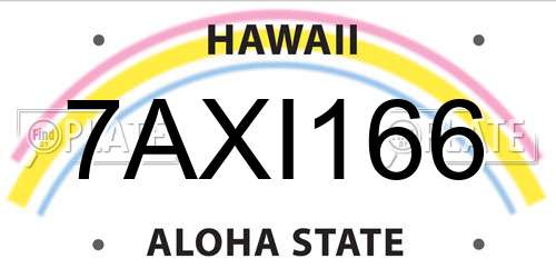 7AXI166 Hawaii License Plate