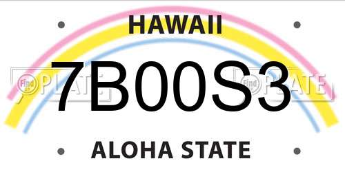 7B00S3 Hawaii License Plate