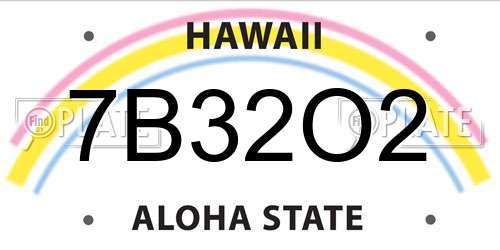7B32O2 Hawaii License Plate