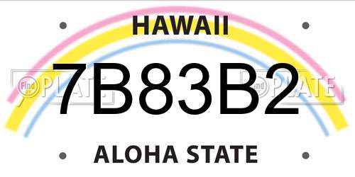 7B83B2 Hawaii License Plate