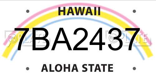 7BA2437 Hawaii License Plate
