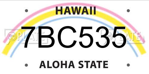 7BC535 Hawaii License Plate
