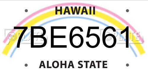 7BE6561 Hawaii License Plate