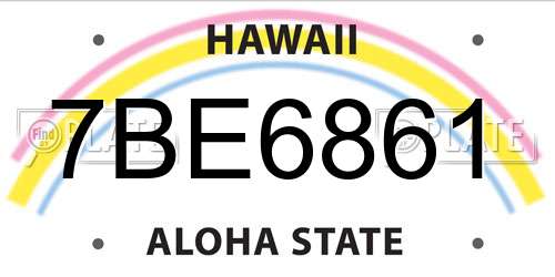 7BE6861 Hawaii License Plate