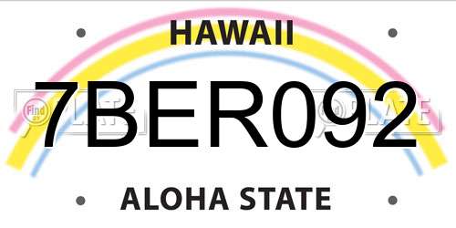 7BER092 Hawaii License Plate