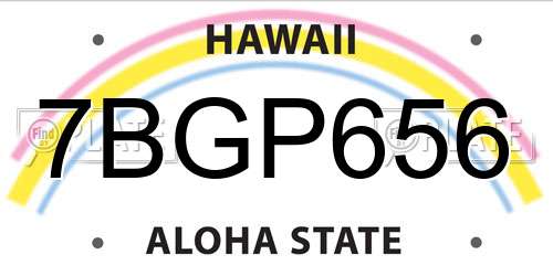 7BGP656 Hawaii License Plate