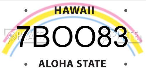 7BOO83 Hawaii License Plate