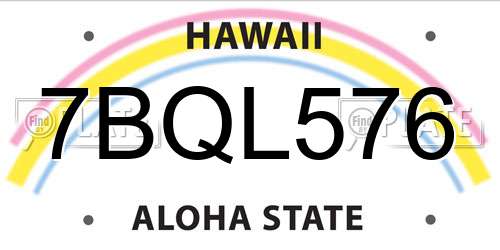7BQL576 Hawaii License Plate