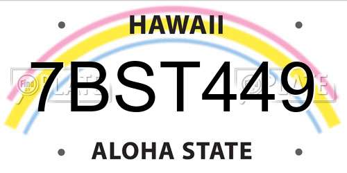 7BST449 Hawaii License Plate