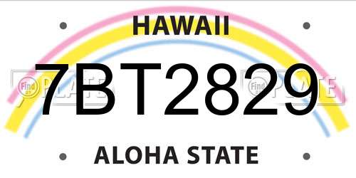 7BT2829 Hawaii License Plate