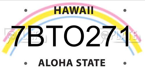 7BTO271 Hawaii License Plate
