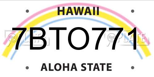 7BTO771 Hawaii License Plate