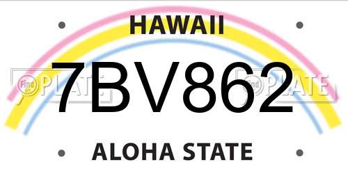 7BV862 Hawaii License Plate