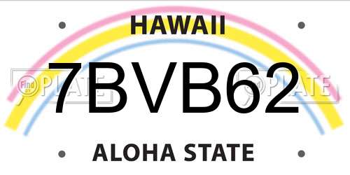 7BVB62 Hawaii License Plate