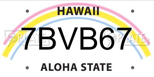 7BVB67 Hawaii License Plate
